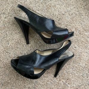 Michael Michael Kors Leather Peep Toe Heels